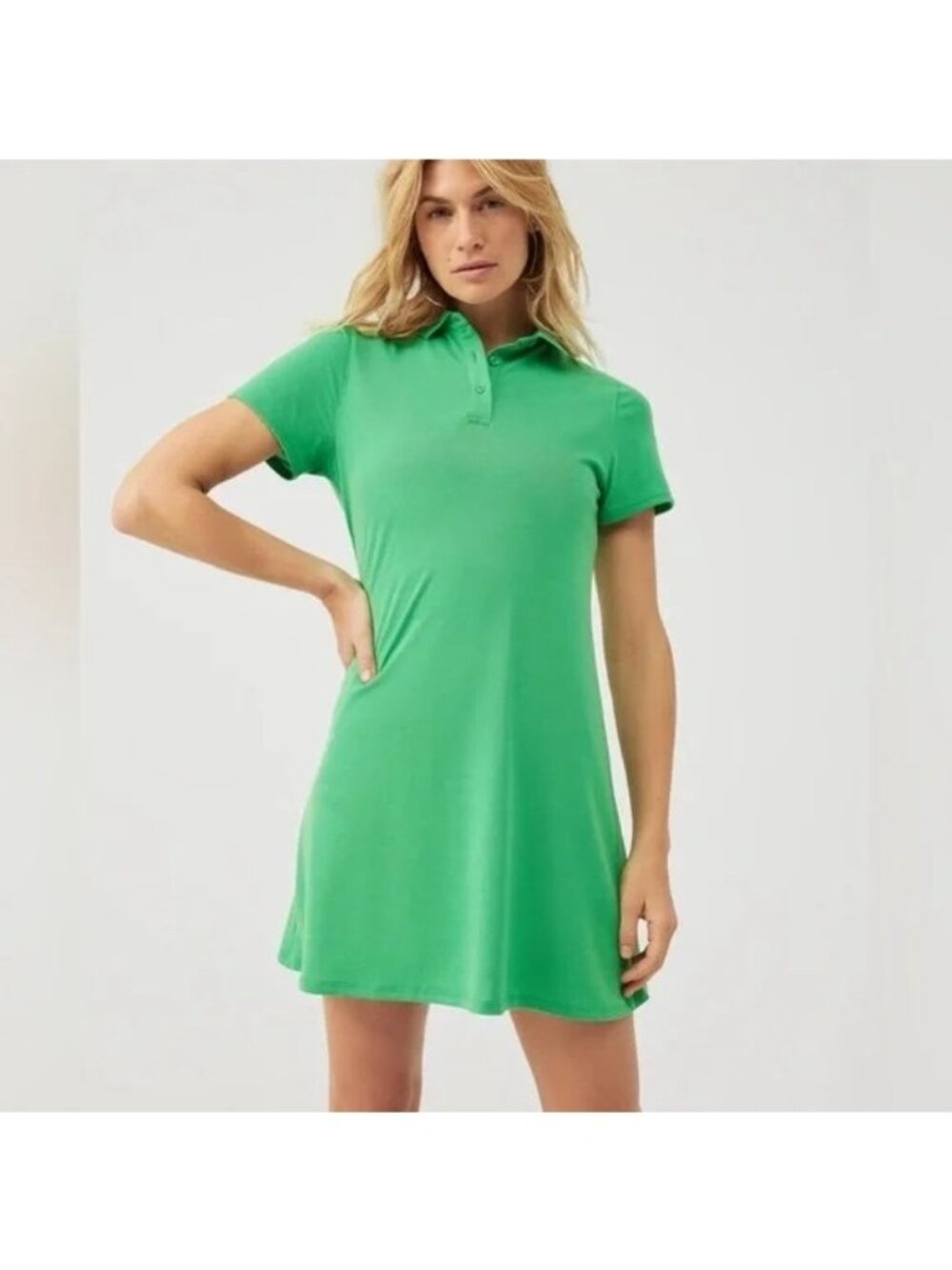 Outdoor Voices Kelly Green Tennis Short Sleeve Polo Dress Womens Size 2XLarge